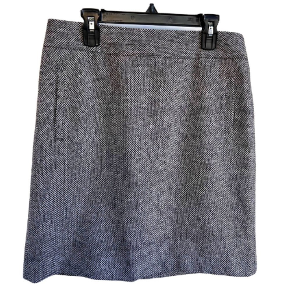 BANANA REPUBLIC Tweed Wool Blend Blackish Brown & White Pencil Skirt Size 4 - Picture 2 of 11